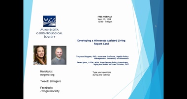 Developing a Minnesota Assisted Living Report Card