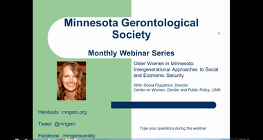 Older Women in Minnesota: Approaches to Social and Economic Security